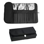 Portable Folding Makeup Brush Bag, Multifunctional Cosmetics Rolling Storage Case Makeup Brush Holder for Travel, Makeup Brush Organizer Bag (Black)