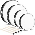 4 Pcs Kids Hand Drum Adults Wood Frame Drum Set with Drum Stick 12 Inch 10 Inch 8 Inch 6 Inch Percussion Musical Instruments for School Kids Adults Beginners Home Party Supplies (Black)