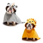 Barkbox - Premium Absorbent Hooded Dog Bathrobe Towel Bundle - Quick Drying Pet Towel for Bath & Beach Trips - Luxurious & Soft Bathrobe Towel for Dogs of All Breeds - Lion & Rhino - Medium