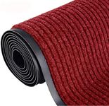 foriy Commercial Runner Rug, 3 x 10 FT Carpet Runner with Non-Slip PVC Backed, Double Stripes Industrial Carpet Runner Rug for Hallway Hotel Staircase Office Corridor,Dark Red