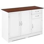 SILKYDRY Kitchen Sideboard Cabinet, Buffet Table with Storage, Coffee Bar Console Table with Adjustable Shelf, Credenza for Living Room, Dining Room Buffet Cupboard (White)