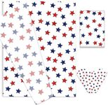 JarThenaAMCS 100 Sheets Patriotic Tissue Paper Red Blue Star Gift Wrapping Paper Bulk 4th of July DIY Art Craft Papers for 250th Anniversary Independence Day Party Supplies, 14 x 20 Inch