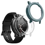 kwmobile Cover Compatible with CMF Watch 3 Pro Covers - 2x Tempered Glass with Plastic Frame - Transparent/Green