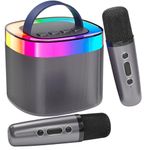 Ankuka Bluetooth Portable Karaoke Machine, Bluetooth Karaoke Speaker with 2 Microphones, Pickups and Party LED Lights, Gifts for Friends, Black