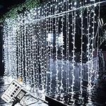 MAGGIFT 304 LED Curtain String Lights, 9.8 x 9.8 ft, 8 Modes Plug in Fairy String Light with Remote Control, Christmas, Backdrop for Indoor Outdoor Bedroom Window Wedding Party Decoration, Cool White