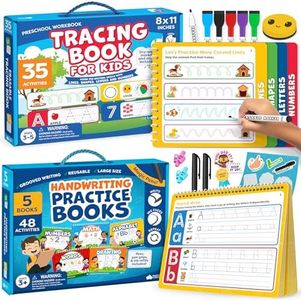 Momo & Nashi Dry Erase Tracing Books for Kids & Magic Grooved Handwriting Practice for Kids with Disappearing Ink - Preschool Learning Activities