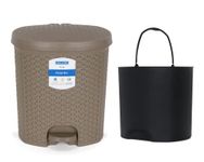 KOLORR Magnum 14 Litres Dustbin with Lid Large Plastic Garbage Waste Pedal Bin with Inner Bucket for Kitchen/Home/Office/Bathroom - (LT Brown)