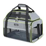 Lekereise Top-Expandable Pet Carrier - TSA Airline Approved Soft Sided Underseat Up to 15lbs Travel Carriers for Small Cats and Dogs with Locking Safety Zippers Anti-Scratch Mesh Gray