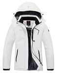 YSENTO Womens Waterproof Ski Jacket Winter Fleece Outdoor Mountain Jacket and Coat with Hood(White,XXL)