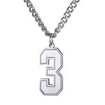 KeyStyle Number Necklace For Men Women, Custom Youth Baseball Necklaces with Numbers for Boys, Personalized Jersey Number Chain Sports Fans Pendant Soccer Football Basketball for Girls,