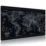 Anpollo Extended Speed Gaming Mouse Pad Large Size 35.4 x 15.7 inches Desk Mat Mousepad with Personalized Design - Black World Map