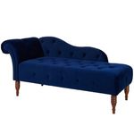 Jennifer Taylor Home, Chaise Lounge, Right Arm Facing, Navy Blue, Velvet, Hand Tufted, Large