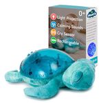 Cloud b Tranquil Turtle Aqua (Rechargeable) - Baby White Noise Machine, Baby Night Light, Portable White Noise Machine with Cry Sensor, Adjustable Settings, Soothing Sounds & Ocean Waves Projector