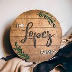 THE GRANDEUR Personalized Round Shaped Wood Door Name Plate For Home Entrance, Outdoor Office Flat (Medium- 40x40cm)