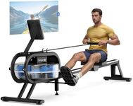Dripex Rowing Machines for Home Gym, Water Rowing Machine, Adjustable 6 Levels Water Resistance, 150KG Weight Capacity, Bluetooth, LCD Monitor & Tablet Holder for Full Body Workout