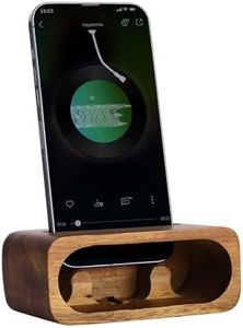 Navaris Support de Téléphone pour Bureau - Repose Telephone Portable en Bois - Socle de Smartphone Robuste - Découpe Spéciale dans Le Bois pour Le Câble de Chargement