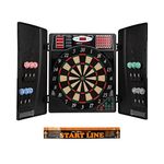 Ultrasport Electric Dartboard, With And Without Doors, Dart Machine For up to 16 Players, Including Throw Line, 12 Darts And 100 Soft Tips, Suitable For Parties And Game Nights