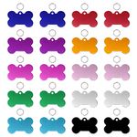 Penta Angel Aluminum Alloy Pet ID Tags 20Pcs Bone Shaped Blank Engraved Dog Cat Name Phone Number Identification Card Tags