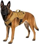 Albcorp Tactical Dog Vest Harness – Military MOLLE Modular System - No-Pull Service Dog Vest, Front Leash Clip, Hook & Loop Panels, Padded Handle, for Medium, Large Dogs - Coyote Brown, Extra Large