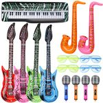 Musical Ballons Inflatable Instrument Toys, 70s 80s Disco Party Photo Booth Props Guitar Saxophone Microphone Balloons, Halloween Carnival Birthday Party Supplies Favors Decor Accessories