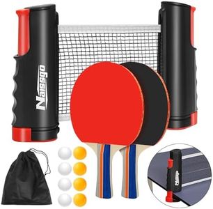 Naissgo Table Tennis Set with Retractable Net, Portable Ping Pong Paddle Set with 2 Rackets, 8 Balls and Mesh Bag, Easy Setup Table Tennis Kit for Indoor Outdoor, Beginners, Home and Office