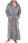 Alexander Del Rossa Mens Robe with Hood, Plush Fleece Hooded Mens Bathrobe, Big and Tall Bath Robe for Men, Steel Gray, 4X Tall