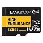 TEAMGROUP High Endurance 128GB microSDXC UHS-I U3 V30 100MB/s (Designed for Monitoring) Stable Durable Long Lasting Flash Memory Card, Support 4K & Full HD Video Recording TTUSDX128GIV3002