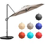 Tangkula 11 Ft Patio Cantilever Umbrella, Aluminum Hanging Offset Umbrella w/ 360° Rotation, Tilt System & Extra Weight Base Stand, PA Coated Outdoor Cantilever Market Umbrella for Backyard Deck Poolside (Coffee)