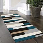 Yinghesheng Runner Rugs for Hallway 110x480cm Multicolour Wood Grain Pattern Carpet Runner ，Kitchen Rugs Non-Slip Washable Rugs,Extra Long Hallway Runner Corridor Modern Indoor Entrance hallway mat