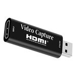 RuhZa Video Capture Card, HDMI to USB 2.0 Video Capture Device 4K 1080P 30fps, Audio Video Recorder for Gaming, Live Streaming, Teaching, Video Conferencing (Black)