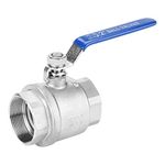 Full Port Ball Valve, Stainless Steel 2 Full Port Balls Valve 2 Inch Female Thread Heavy Duty Balls Valve with Blue Locking Handles for Water Oil Gas