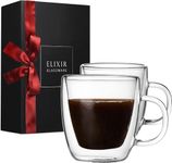 ELIXIR GLASSWARE Double Wall Espresso Shot Glass - 5.4 oz - Set of 2 Glass Coffee Mugs - Double Walled Glass Coffee Mugs, Insulated Clear Glass Espresso Mugs, Double Wall Insulated Glasses