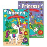 Squiggle A4 Unicorn & Princess Sticker Activity & Colouring Books - Set of 2