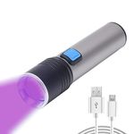 amiciVision Rechargeable UV Flashlight, 395~400nm 4-Mode Zommable Black-Light to Check Official Document Authenticity, Gemstone Observation, Germ Detection, etc