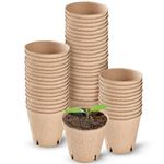 100PCS 8CM Seed Starter Pots, Seed Starter Kit, Transplant Seedlings Pots, Organic Biodegradable Pots for Plant Starters, Seedlings, Saplings, Flowers, Vegetables, with Bonus 100 Plastic Plant Markers