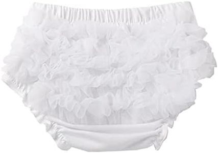 DOOVID Baby Bloomers Diaper Covers for Girls Ruffle Bloomers for Infant Girls Newborn Shorts Underwear, A White