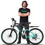 EMotorad EMX+ Electric Cycle 27.5" Wheel Size 21 Speed Shimano Altus Gears 18.5" 6061 Aluminium Alloy Frame Dual Suspension MTB (Aqua B)