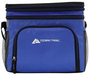 Ozark Trail Blue 12 Can Cooler Bag Insulated Tote Hot/Cold Thermal, Expandable Top, Hard Plastic Liner, Shoulder Strap, for Lunch Work Camping Beach