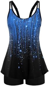 Arolina Womens Tankini Bathing Suits Two-Piece Full Coverage Swimsuit Plus Size Beach Swimwear Blue Shooting Star 16W
