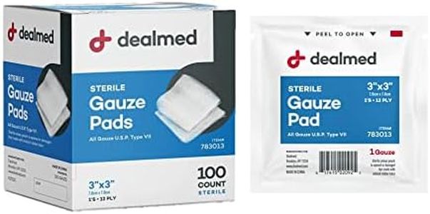 Dealmed Sterile Gauze Pads – 100 Count, 3’’ x 3’’ Gauze Pads, Disposable and Individually Wrapped Medical Gauze Pads, Wound Care Product for First Aid Kit and Medical Facilities