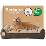 Bedsure Orthopedic Dog Beds Large - 122x89cm Extra Thick Supportive Dogs Couch with Waterproof Washable Cover, XL Plus Extra Large Pet Bed Sofa with Soft Plush Sherpa and Nonskid Bottom, Brown