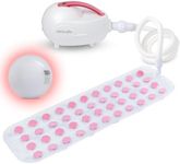 SereneLife Heated Bubble Bath Mat - Portable Spa Massager with Waterproof Light, Customizable Bubble Intensity, Pillow & Remote for Ultimate Comfort (Pink)