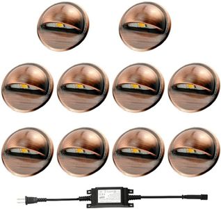 FVTLED Pack of 10 Low Voltage LED Deck Lights kit Φ1.38" Outdoor Garden Yard Decoration Lamp Recessed Landscape Pathway Step Stair Warm White LED Lighting, Bronze