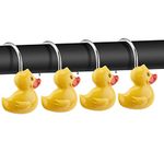 Ag Ptek 12 Pcs Home Fashions Yellow Duck Anti Rust Decorative Ducky Resin Hooks For Bathroom Shower Curtain ,Bedroom,Living Room Curtain