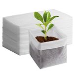 Greaner 100pcs Biodegradable Nursery Bags, 9 x 9inch Seed Planting Bags, Non Woven Fabric Grow Bags, Garden Supplies Plant Bags Thickened Grow Pouch, Flower Seedling Starter Container Bags