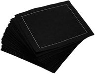 Signature Napkins CO11-201/DW200-50 4.5" x 4.5" 100% Cotton Cocktail Napkin, 50-Pack, Black