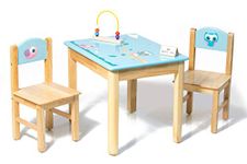 Modern Kraftz 'Baby Owl and Snail' Themed Kids Study Table || Kids Table and Chair Set || Natural Solid Wood Study Table for Kids || 2 to 8 Years Old Kids