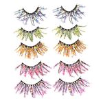 minkissy 5 Pairs Colored False Eyelashes Cosplay Lashes Long Eyelashes for Halloween Colored Glitter Eyelashes Halloween False Eyelashes Color Lashes Clothing Make up 3d Chemical Fiber