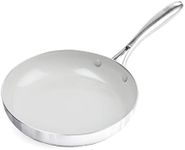 GreenLife Tri-Ply Stainless Steel Healthy Ceramic Nonstick, 11" Frying Pan Skillet, PFAS-Free, Multi Clad, Induction, Dishwasher Safe, Oven Safe, Silver