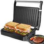 Panini Press Sandwich Maker, Aigostar 1000W Sandwich Press Grill with Non-Stick Coated Plates, Indicator Light, Locking Lid, Cool Touch Handle, Panini Maker Panini Press Grill Easy to Storage & Clean